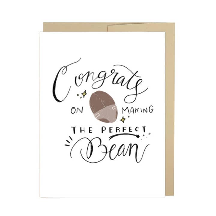 Congrats On Making The Perfect Bean Card for wholesale by New Moon Paper Goods
