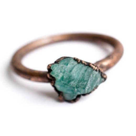 Großer elektrogeformter Kupferring aus Neonapatit für den Großhandel von HAWKHOUSE