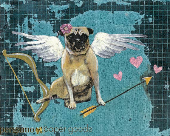 Pergamo Paper Goods - Wholesale Art Print - Love Pug 8X10 Art Print1