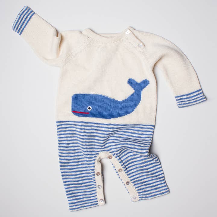 Estella - Wholesale Jumpsuit - Baby - Knit Baby Romper, Organic Newborn Clothing - Whale0