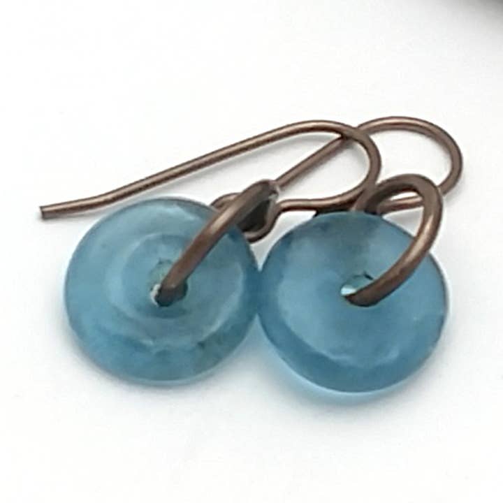 Krobo Recycled Glass, Niobium & Brass Earrings #KBETeal for wholesale by Soasa Designs