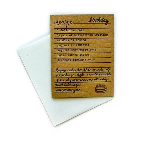 Belle & Union - Venta al por mayor Tarjetas de cumpleaños - Tarjeta de receta de cumpleaños de pan y mantequilla