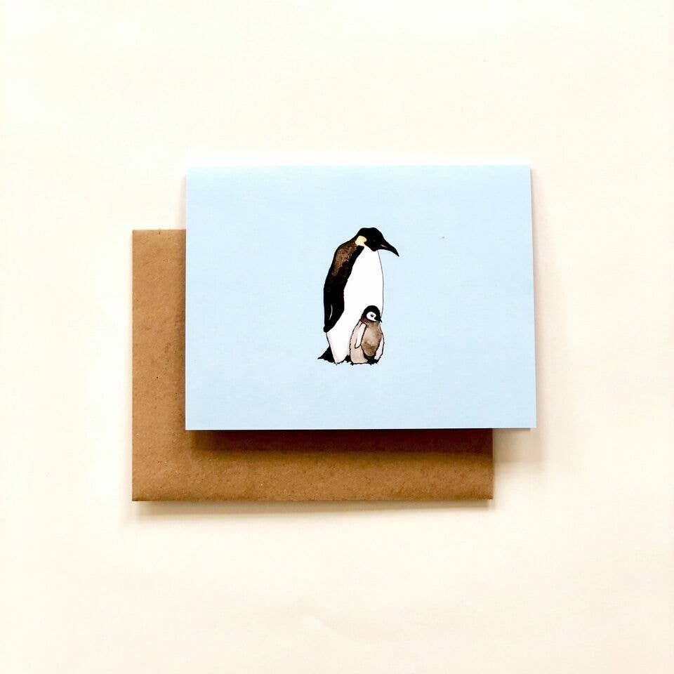 Wee Wild Ones - Wholesale Everyday Greeting Card - A Case Of Emperor Penguin Blank Card - Blue1