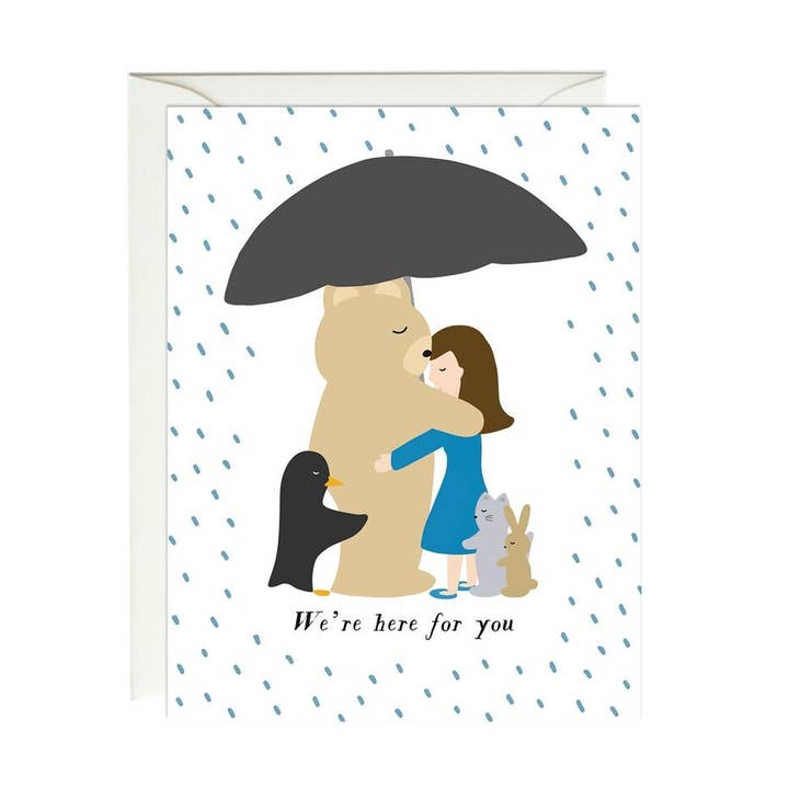 A2 Natural White 'Thinking of You' Hug Card for wholesale by Paula & Waffle
