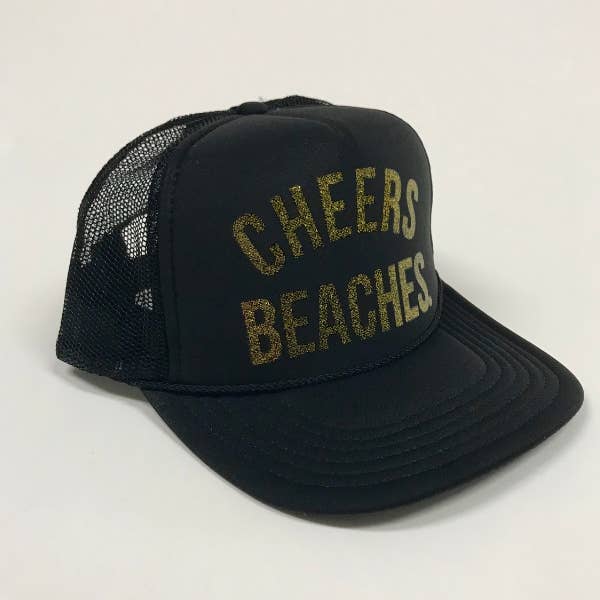 Cheers Beaches - Vente Casquette de camionneur – femme - Chapeau de camionneur Cheers Beaches : noir et pailleté doré2