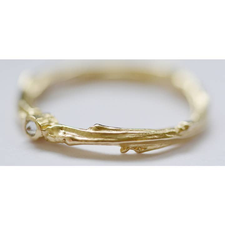 14k White Gold Twig Solitaire - White Diamond for wholesale by MezzeJewelry