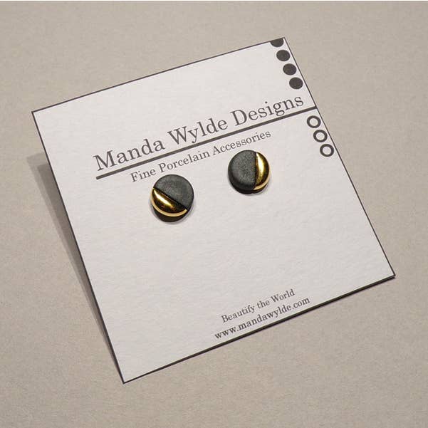 Black and Gold Lustre Studs for wholesale by Manda Wylde Designs
