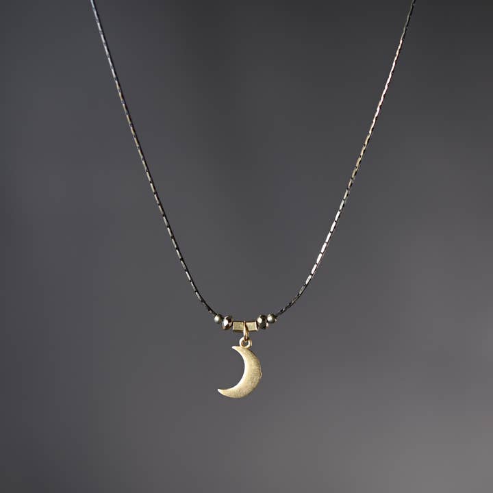 Delicate Beaded Moon Necklace for wholesale by KBD Studio