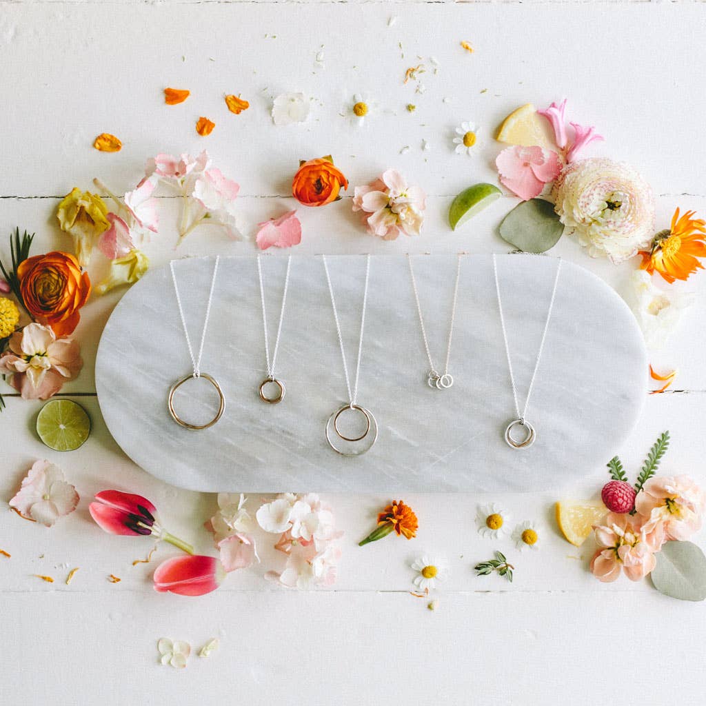 Freshie & Zero - Wholesale Pendant/Charm Necklace - River Rocks Necklace, Three Circles Silver Gold Dainty3