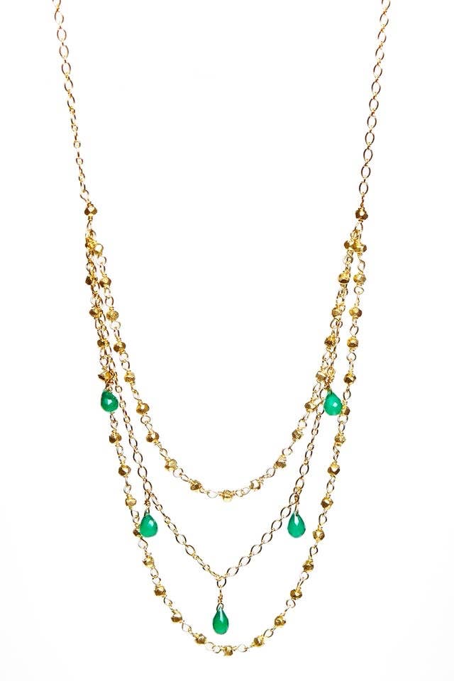 Alicia Marilyn Designs - Wholesale Pendant/Charm Necklace - Sterling Silver - Triple Strand Jade Necklace