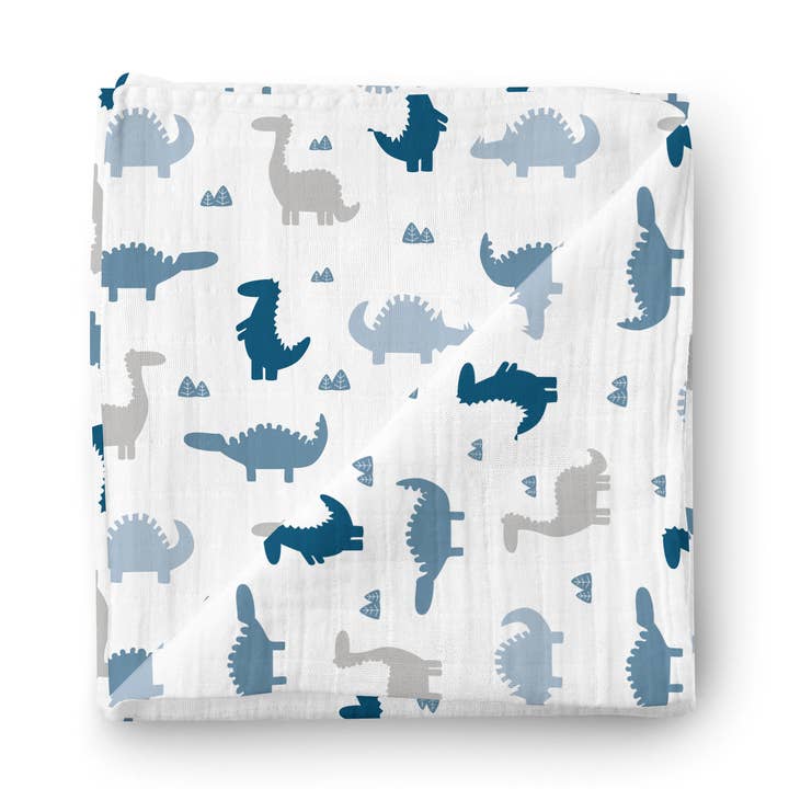 Cobertor de musselina para meninos, dinossauro - Dino Friends por atacado de Little Kims