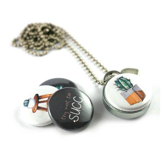 Succulent - Try Not to Suc Locket Necklace for wholesale by Polarity