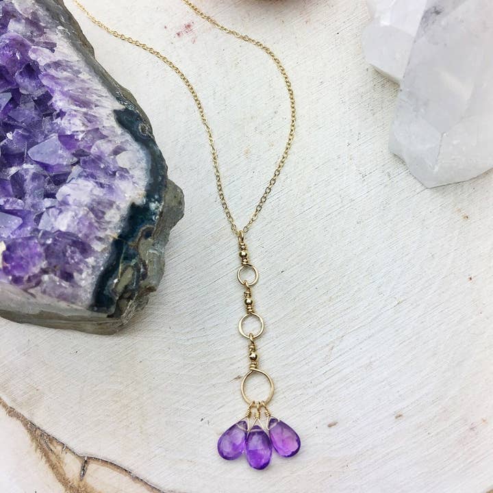 Amethist edelsteen Drop 14k gouden vulketting voor wholesale door Enclave Gold