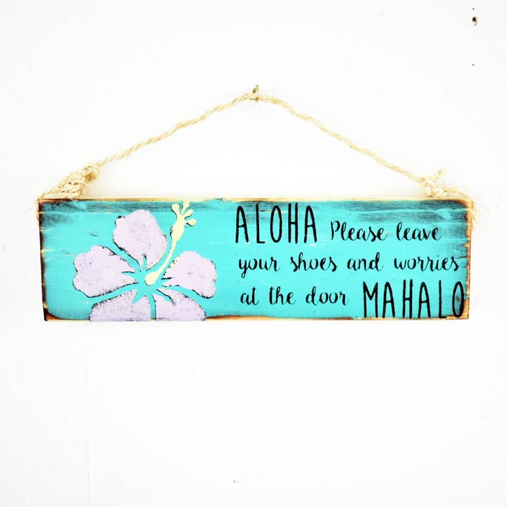 Mahalo Bitte ziehen Sie Ihre Schuhe aus Aloha Sign Hibiscus für den Großhandel von Mahalo Market