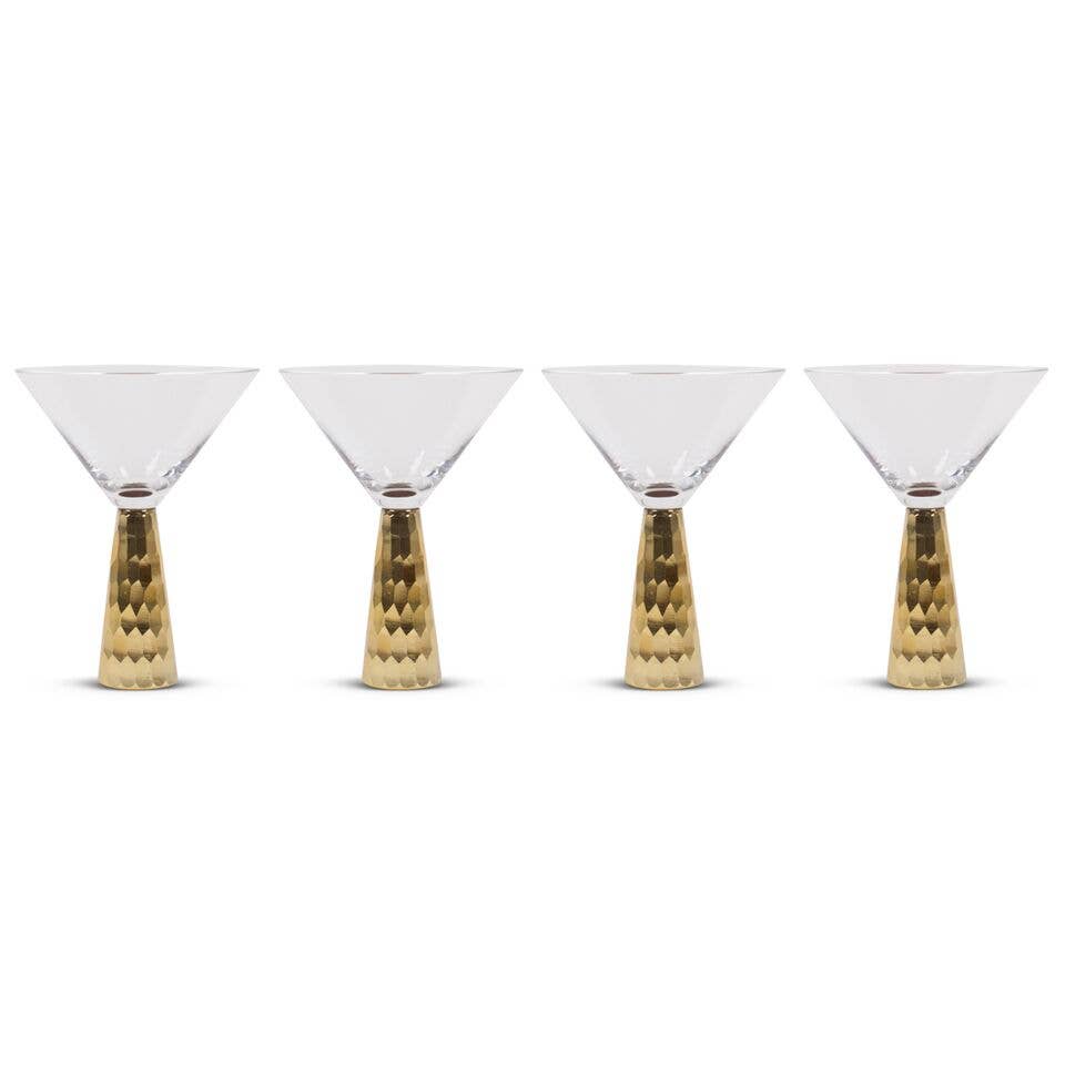8 Oak Lane - Wholesale Cocktail/Liquor Glass - Gold Hammered Martini Glass2