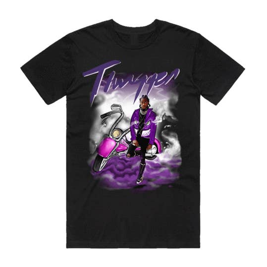 Black Thugger Biker Tee for wholesale by Merchathon