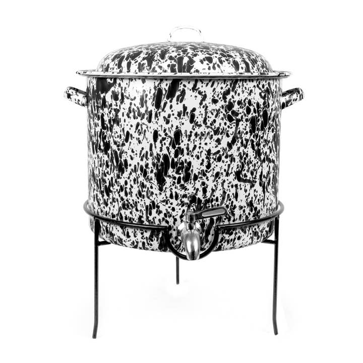 Crow Canyon Home - Wholesale Drink Dispenser - Splatter Enamelware Beverage Dispenser with Stand