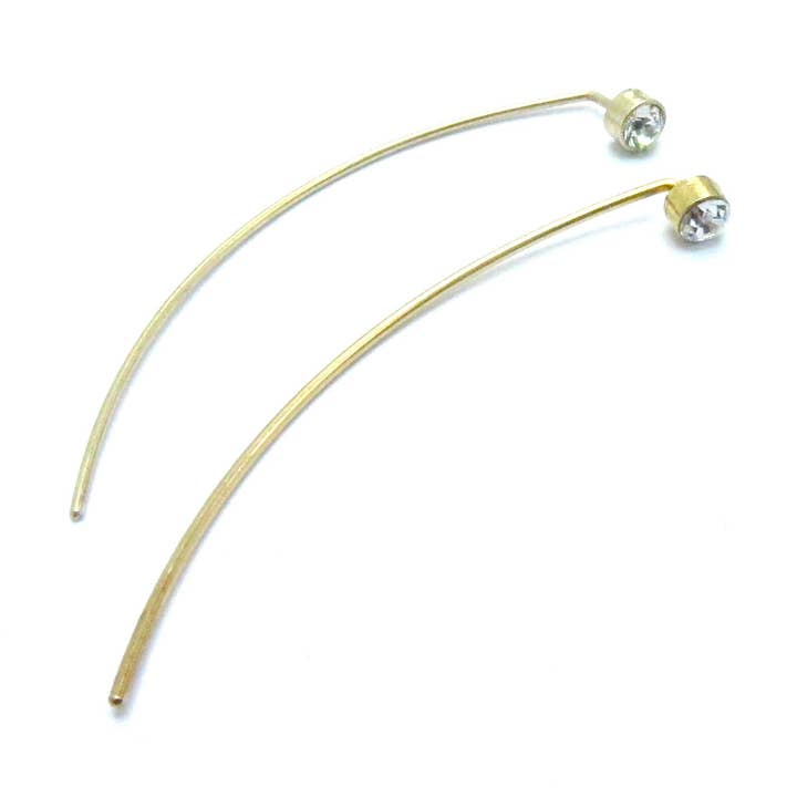 18k Gold Plated Sterling Long Swarovski Ear Wire  for wholesale by Jessica Elliot Jewelry