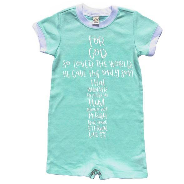 John 3:16 Infant Romper - Mint for wholesale by A Quiver Full