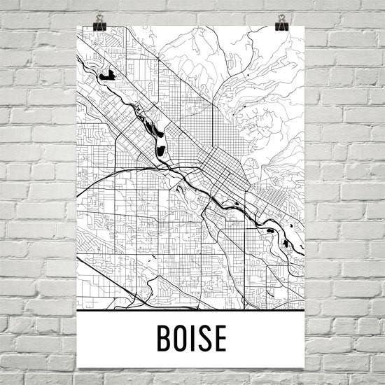 Modern Map Art - Wholesale Poster - Boise Idaho Street Map Poster 12" x 18"