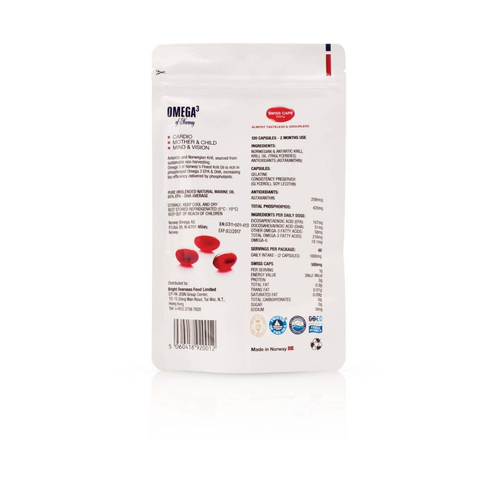 Norway Omega – wholesale Oral supplement/vitamin – Antarctic Krill Oil - Vitamin Supplement - Pouch (120 caps)1