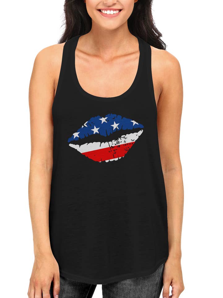 American Flag Lip Racerback Tank Top for wholesale by 365 In Love