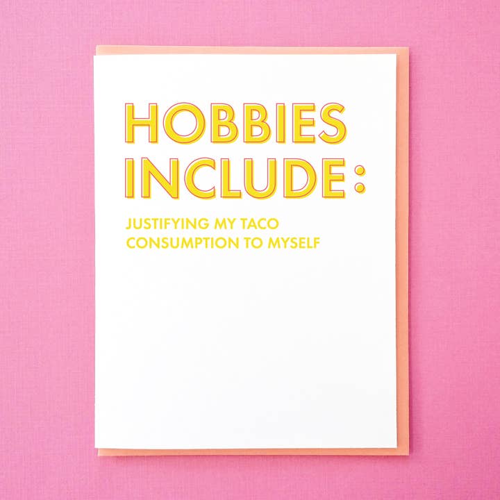 Taco Consumption - Funny Taco Card. Funny Greeting Card for wholesale by Tick Tock Press