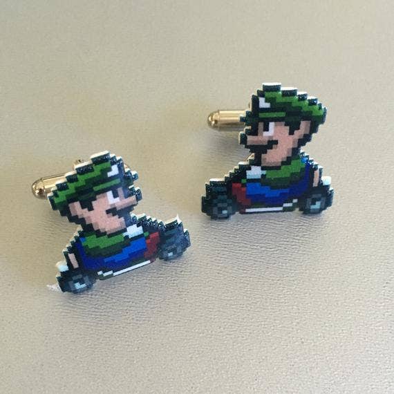 Luigi Mario Kart Manschettenknöpfe für den Großhandel von 8-Bit Zero
