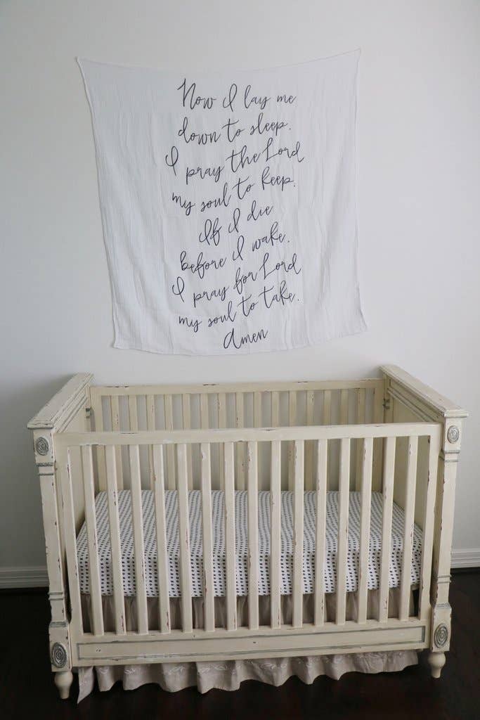 Modern Burlap - Wholesale Swaddle - Baby - Organic Swaddle Blanket- Now I lay me prayer2
