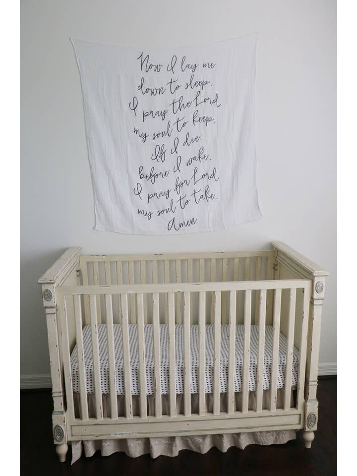 Modern Burlap - Wholesale Swaddle - Baby - Organic Swaddle Blanket- Now I lay me prayer2