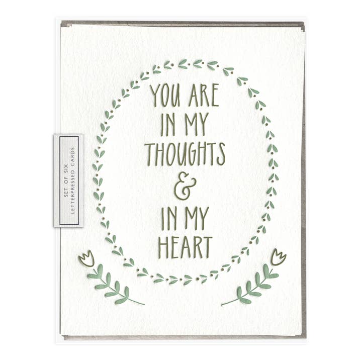 Dans les pensées et le cœur - Coffret de cartes pliées de sympathie pour la vente par INK MEETS PAPER