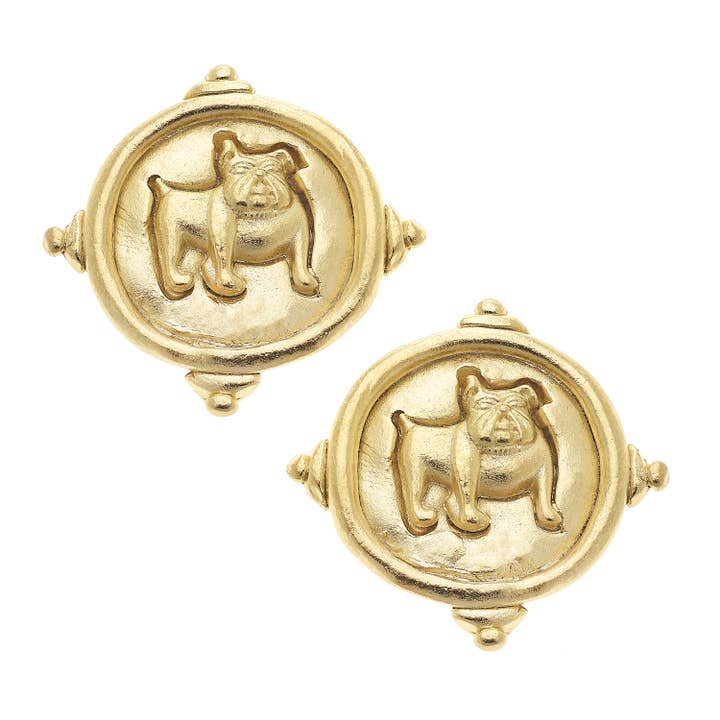 Bulldog Pierced Earrings for wholesale by Susan Shaw