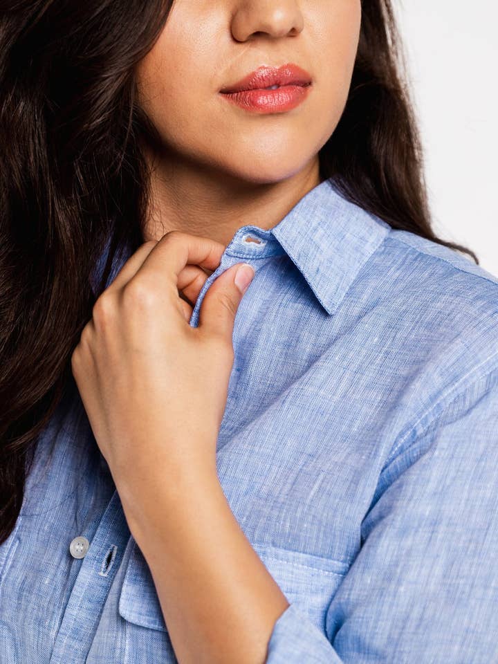 Emily Phillips Clothing - Wholesale Dress - Women's - Sky Blue Linen Girlfriend Dress2