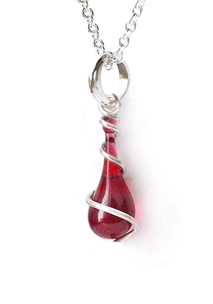 Sundrop Jewelry - Wholesale Pendant/Charm Necklace - Lyra Glass Teardrop Pendant Necklace with Silver Spiral17