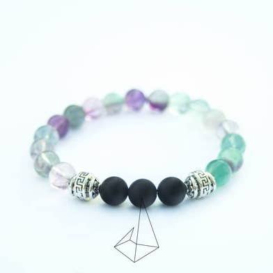 White Braided Elastic - The Artist / Flourite Bracelet for wholesale by Foxfire Stones