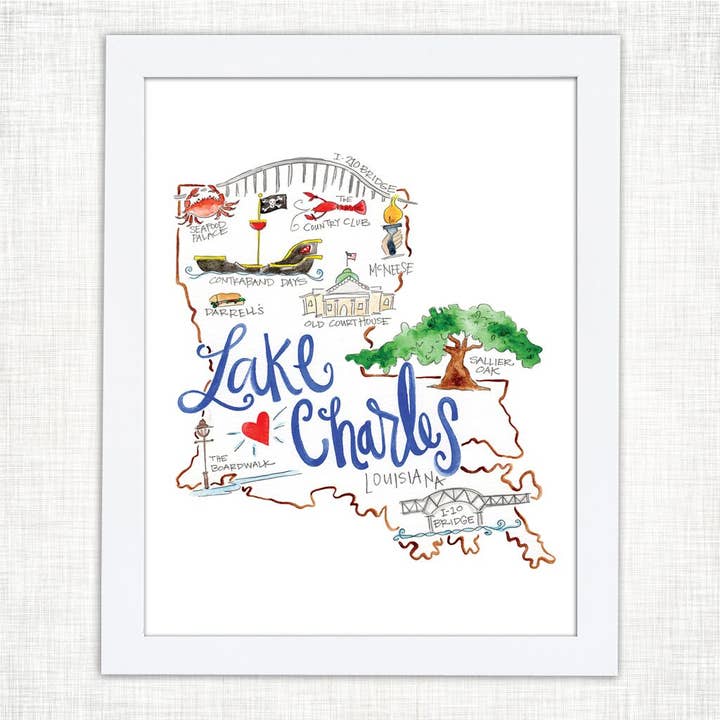 Lake Charles Art Print for wholesale by Magnolia Creative Co.