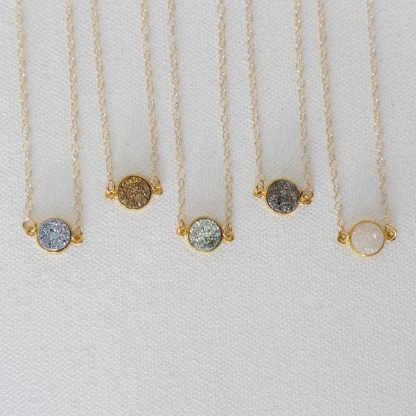 Acute Designs - Venta al por mayor Collares con colgantes/abalorios - Collares delicados Druzy de plata de ley