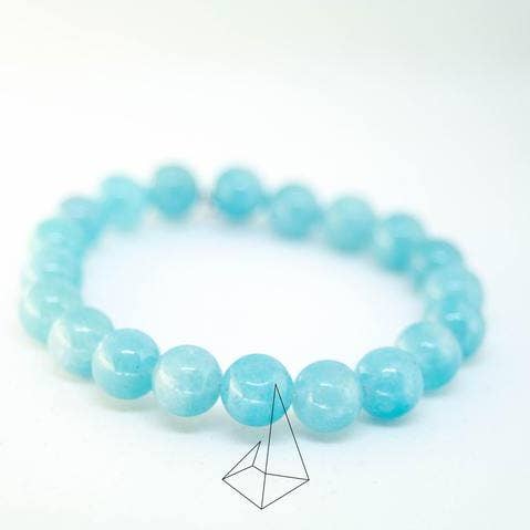 Wit gevlochten elastiek - Water Of The Sea Stone Armband voor wholesale door Foxfire Stones