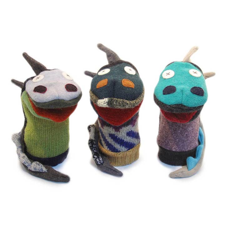 Cate and Levi - Wholesale Puppet - Kids & Baby - Dragon Puppet | Reclaimed Wool2