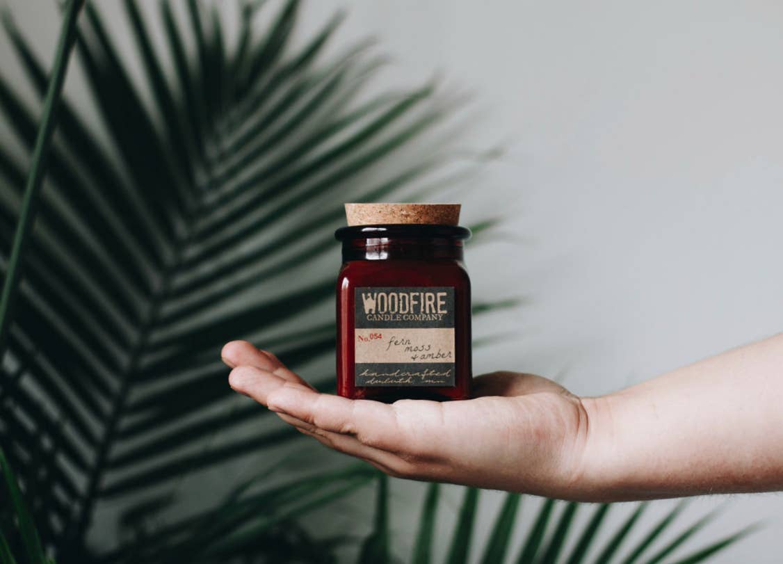 Woodfire Candle Company - Wholesale Jar/Filled Candle - Amber Apothecary Wood Wick Soy Candle Fall Candles