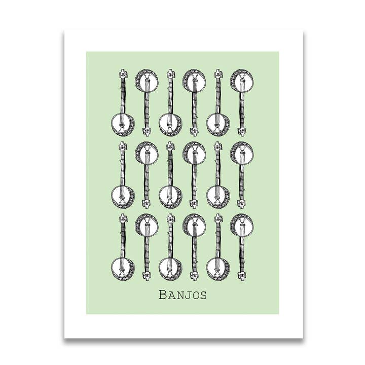 Imprimé Banjos 8,5 po x 11 po pour la vente par Jodi Lynn's Emporium of Doodles