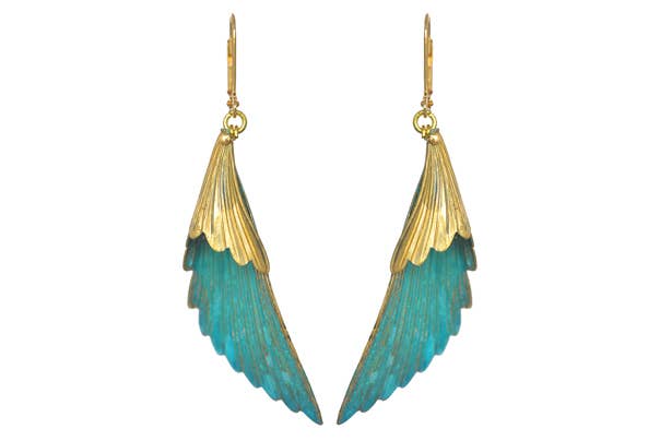 We Dream in Colour - Wholesale Dangle Earrings - Mika Earrings Watercolor Verdigris Patina Wing0