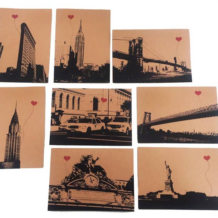 Ensemble de 8 cartes de notes assorties pour les amoureux de New York City pour la vente par noteify