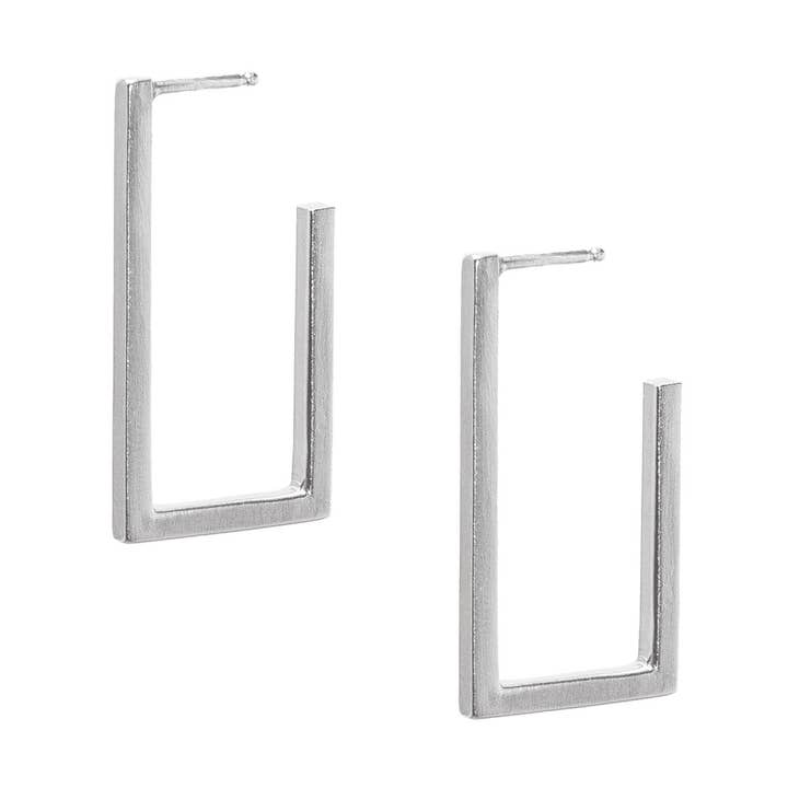 Short Open Rectangle Earrings - Silver for wholesale by Cielomar Jewelry