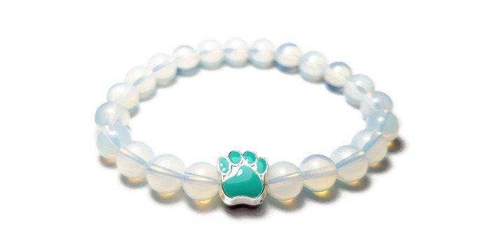 Foxfire Stones - Wholesale Beaded Bracelet - Mint - White Opal Opalite Paw Print Healing Stone Bracelet0