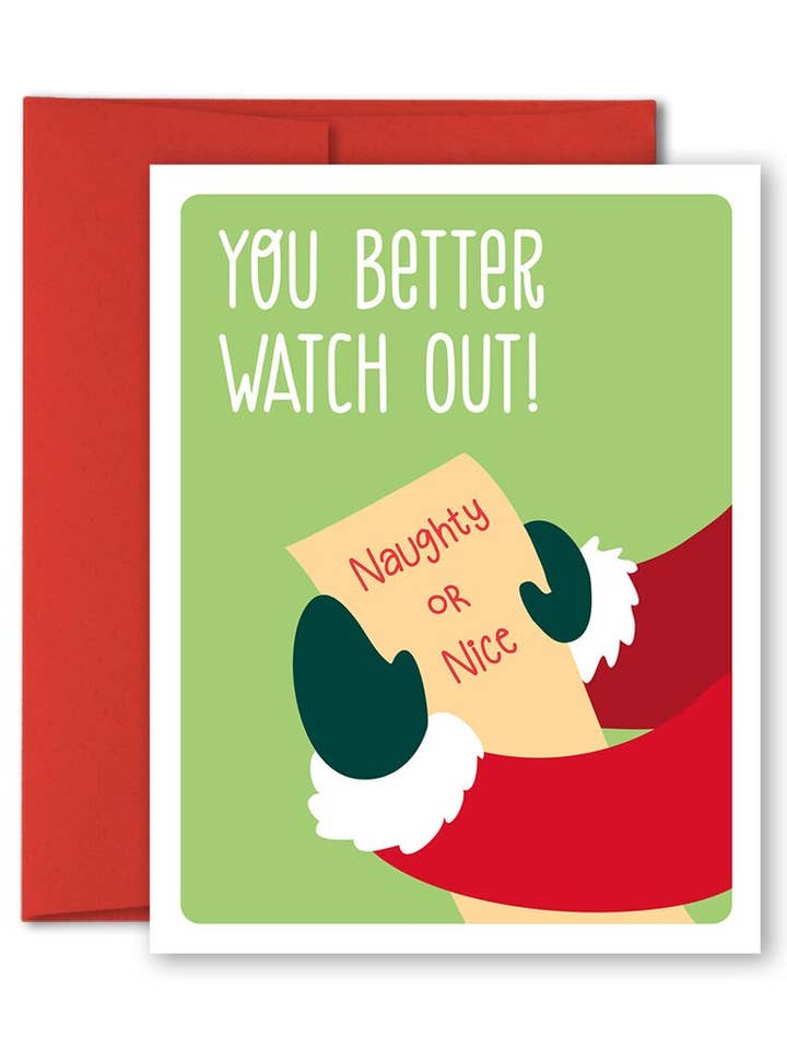 Christmas - Naughty Nice Holiday Card - Single or Boxed Set for wholesale by The Imagination Spot