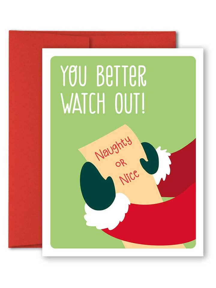 Christmas - Naughty Nice Holiday Card - Single or Boxed Set for wholesale by The Imagination Spot