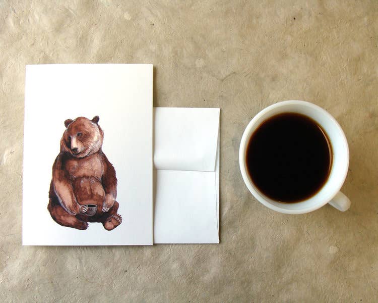 Polanshek of the Hills - Wholesale Everyday Greeting Card - Card - Bear - Critters and Cups1