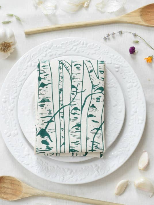 Økologisk bomuld Birch Tree viskestykke (mørkegrøn) for engroshandel hos Hearth and Harrow