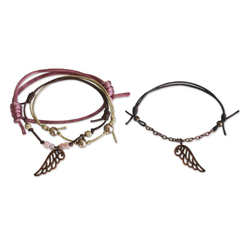 O Yeah Gifts - Wholesale Charm/Dangle Bracelet - Pink Angel Wing Bracelet Set | Adjustable Charm Jewelry1